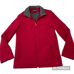 Red Quilted Jacket Zipper Closure S